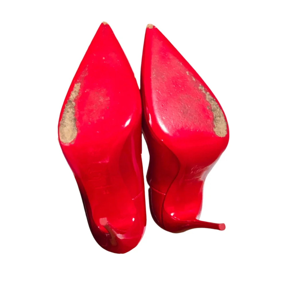 Christian Louboutin Patent Leather Pointed-Toe Stiletto Pumps in Red - Picture 12 of 15